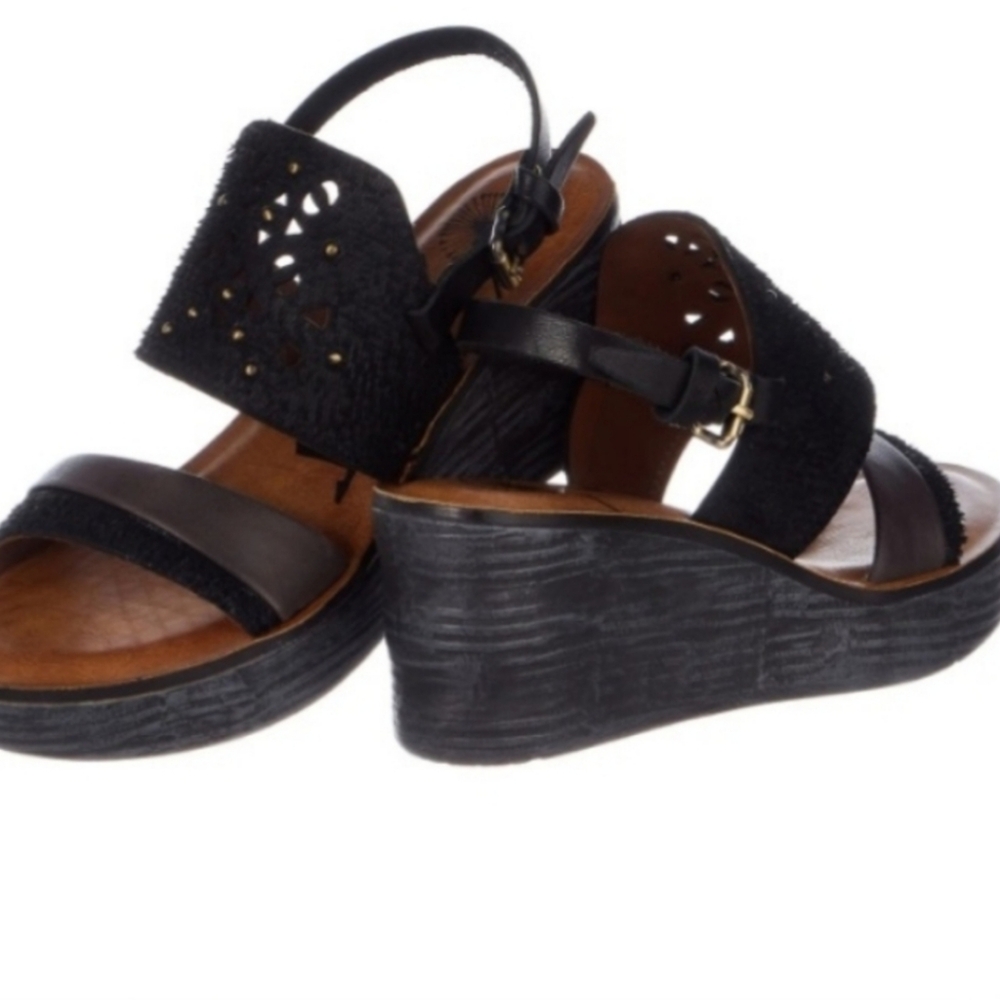 OTBT Black Macrame Festival Wedge Platform SANDALS